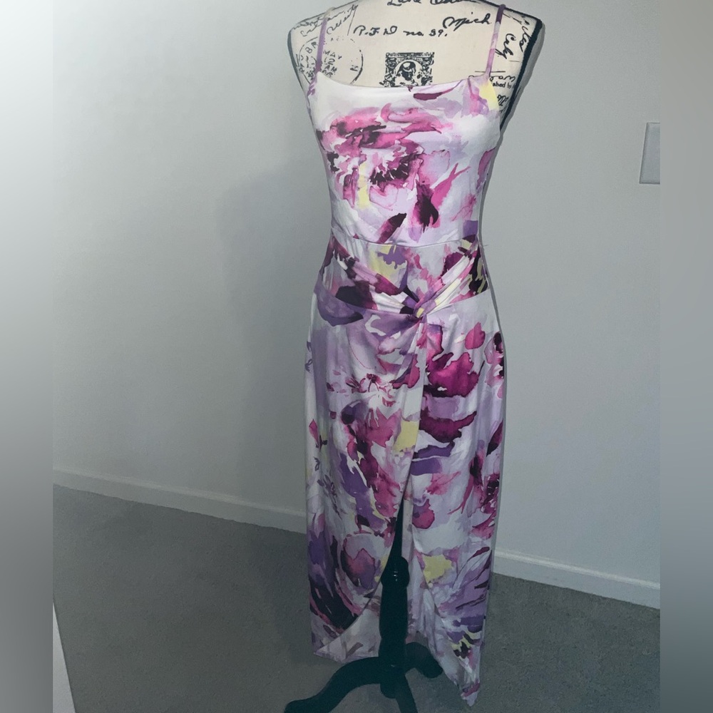 Haute Monde Pink Purple Floral Slip Dress